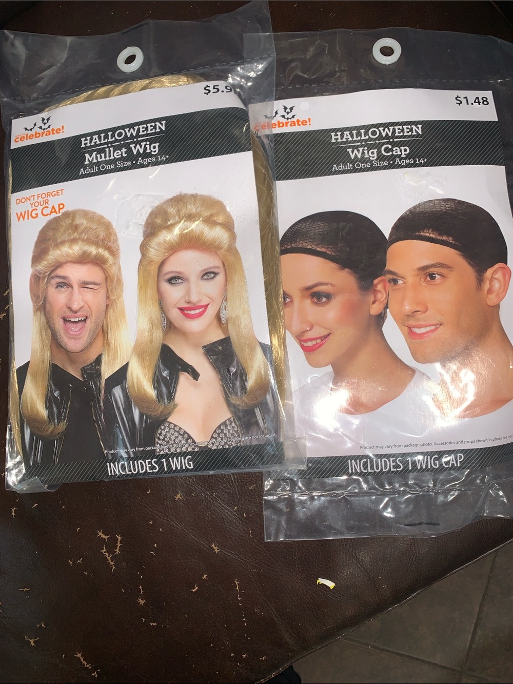 Halloween Blonde Mullet Wig and wig cap